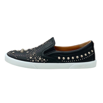 Jimmy Choo JIMMY CHOO sneakers, shoes, leather, black, unused, studded slip-ons