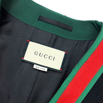 グッチ GUCCI アウター ブラック グリーン レッド コート GG ライン ウール