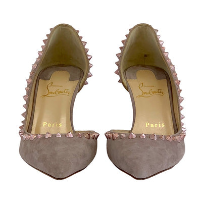 未使用 クリスチャンルブタン Christian Louboutin パンプス 靴 シューズ スパイク スタッズ スエード ピンク系