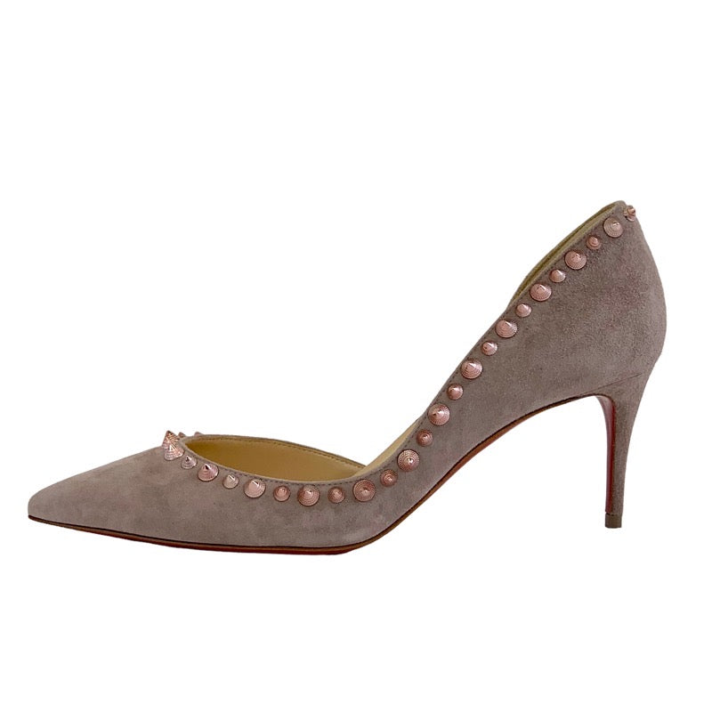 未使用 クリスチャンルブタン Christian Louboutin パンプス 靴 シューズ スパイク スタッズ スエード ピンク系