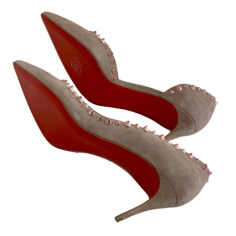 未使用 クリスチャンルブタン Christian Louboutin パンプス 靴 シューズ スパイク スタッズ スエード ピンク系