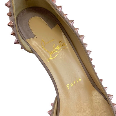 未使用 クリスチャンルブタン Christian Louboutin パンプス 靴 シューズ スパイク スタッズ スエード ピンク系