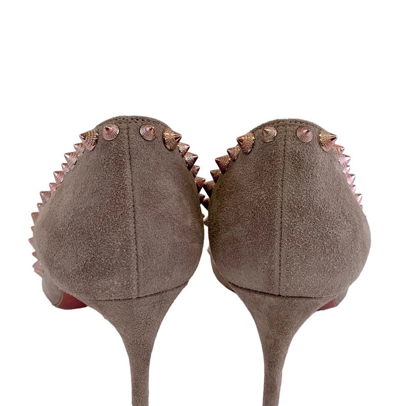 未使用 クリスチャンルブタン Christian Louboutin パンプス 靴 シューズ スパイク スタッズ スエード ピンク系