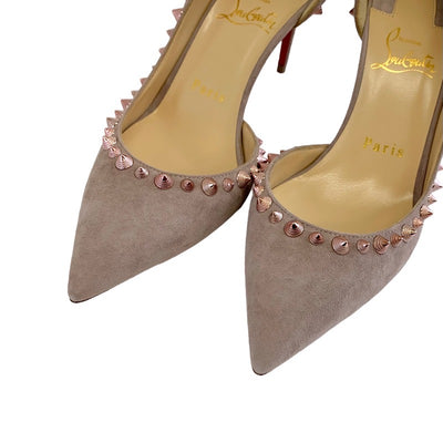 未使用 クリスチャンルブタン Christian Louboutin パンプス 靴 シューズ スパイク スタッズ スエード ピンク系