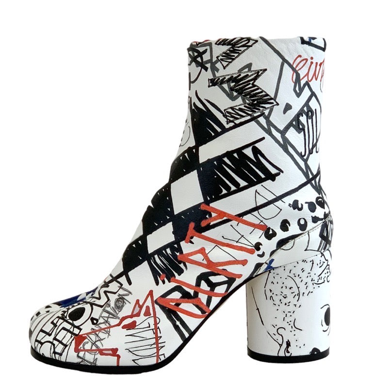メゾンマルジェラ Maison Margiela ブーツ ショートブーツ 靴 シューズ レザー マルチカラー 未使用 足袋 ペイント