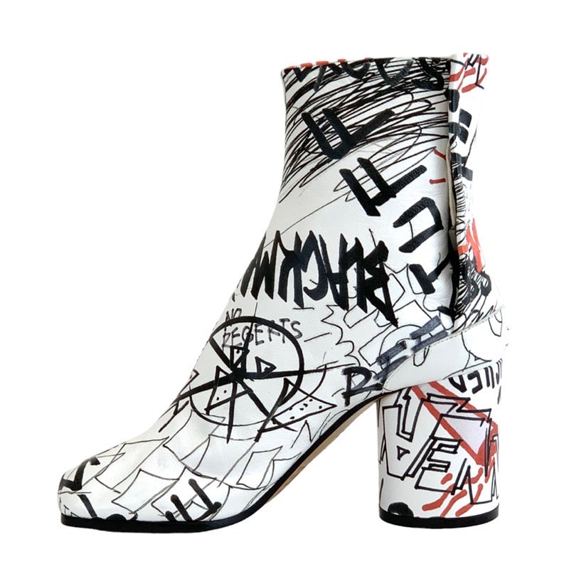メゾンマルジェラ Maison Margiela ブーツ ショートブーツ 靴 シューズ レザー マルチカラー 未使用 足袋 ペイント