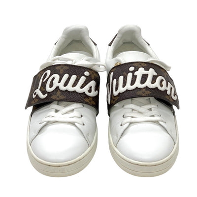 Louis Vuitton LOUIS VUITTON Front Low Sneakers Shoes Leather White Brown Logo