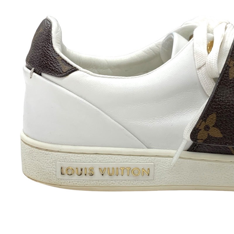 Louis Vuitton LOUIS VUITTON Front Low Sneakers Shoes Leather White Brown Logo