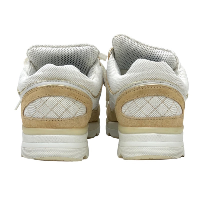 Chanel CHANEL sneakers shoes fabric leather suede white beige gold coco mark mesh