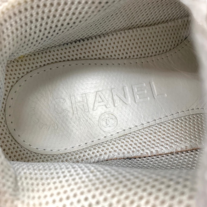 Chanel CHANEL sneakers shoes fabric leather suede white beige gold coco mark mesh