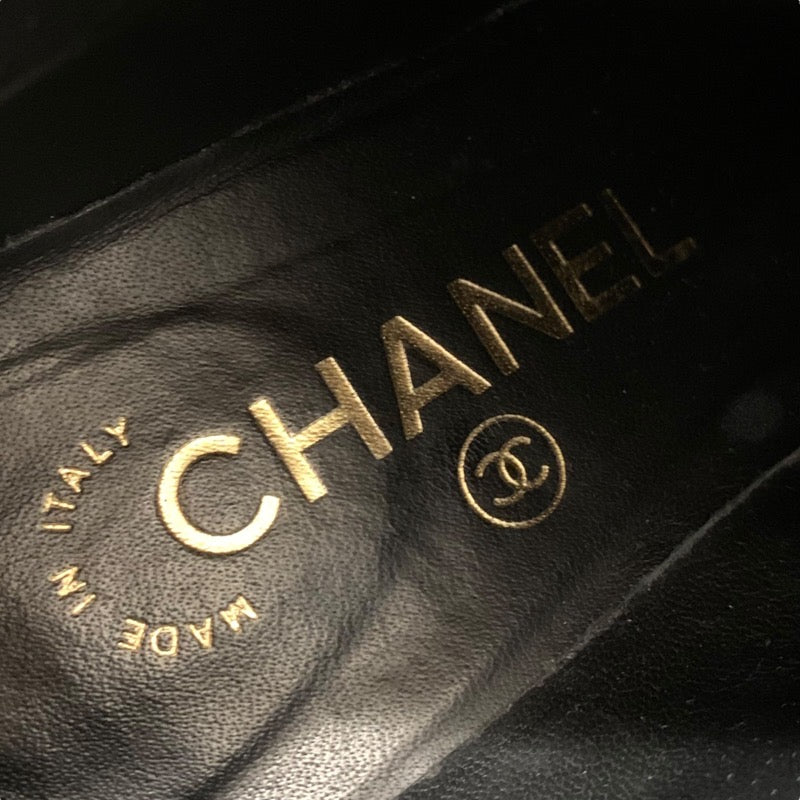 シャネル CHANEL ブーツ ショートブーツ ココマーク レザー グレー