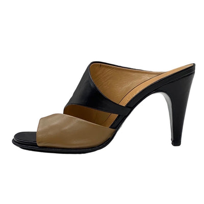 Hermes HERMES Sandals Shoes Leather Black Brown Black Mules Bicolor