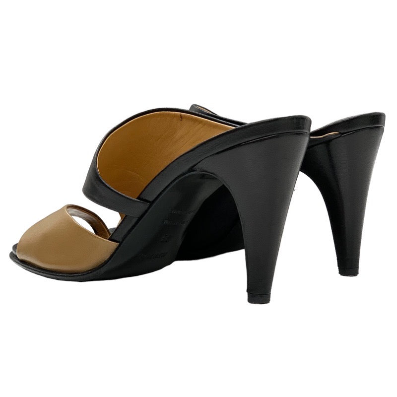 Hermes HERMES Sandals Shoes Leather Black Brown Black Mules Bicolor