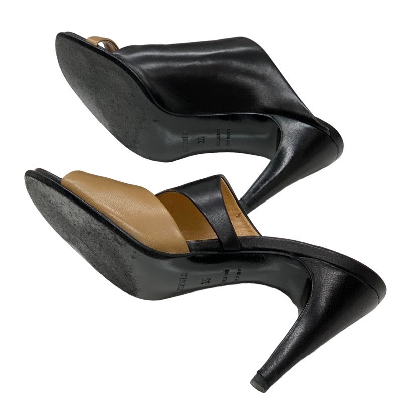 Hermes HERMES Sandals Shoes Leather Black Brown Black Mules Bicolor