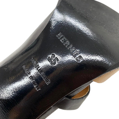 Hermes HERMES Sandals Shoes Leather Black Brown Black Mules Bicolor