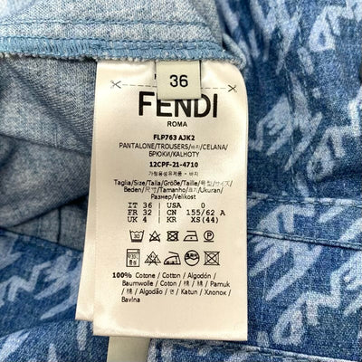 フェンディ FENDI ボトムス ショートパンツ ハイウエスト ロゴ コットン ライトブルー