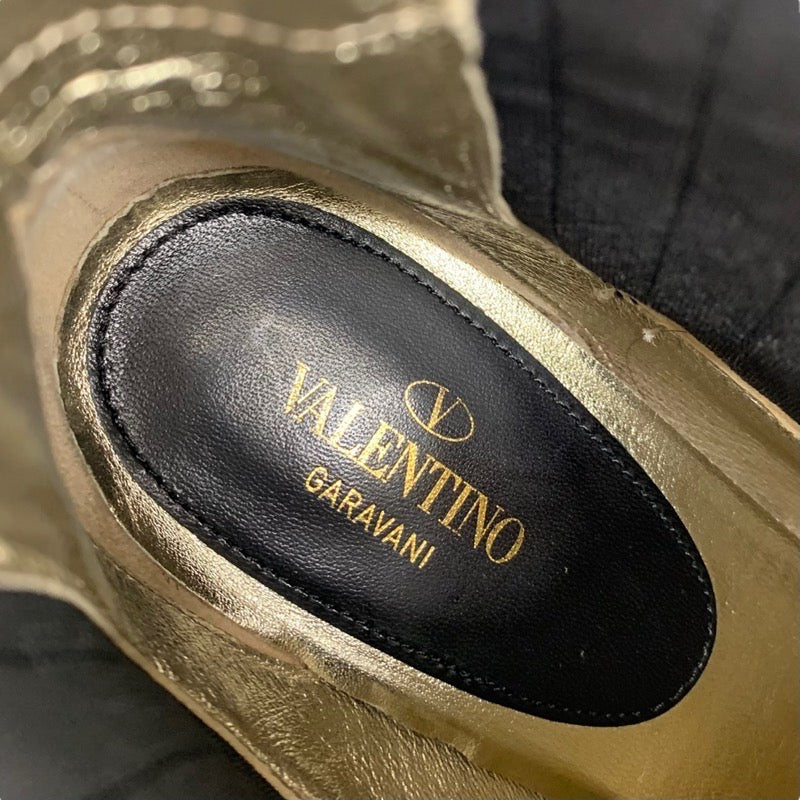 ヴァレンティノ VALENTINO ブーツ ショートブーツ 靴 シューズ レザー ブラック ゴールド ロックスタッズ サイドゴア