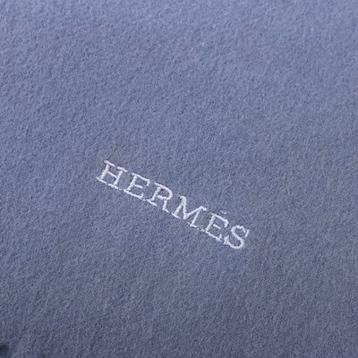 エルメス HERMES マフラー カシミヤ ブルー ストール ロゴ