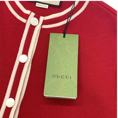 未使用 グッチ GUCCI カーディガン ニット ジャケット GGジャカード ウール レッド