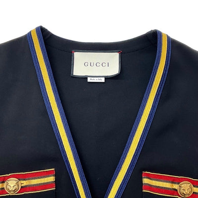 グッチ GUCCI ワンピース ブラック タイガーボタン 半袖 レーヨン