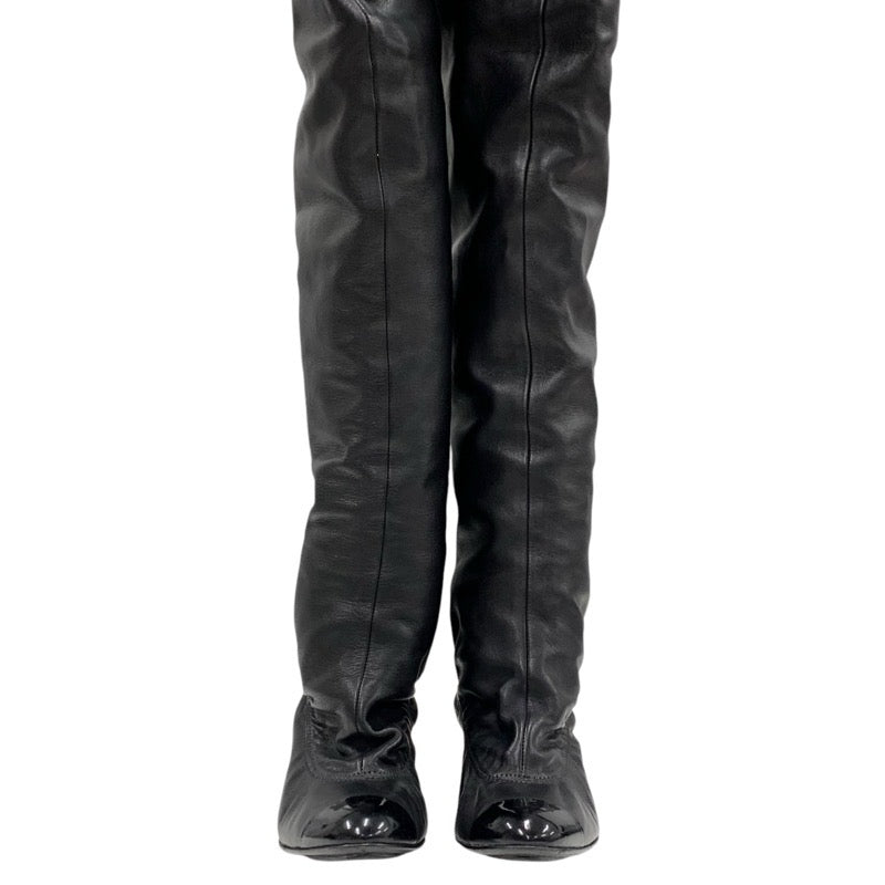 Chanel CHANEL boots, long boots, shoes, leather, patent, black, knee-high boots, Cocomark