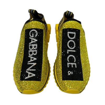 ドルチェアンドガッバーナ DOLCE&GABBANA ソレント スニーカー 靴 シューズ ファブリック イエロー ブラック ラインストーン ロゴ ニット メンズ