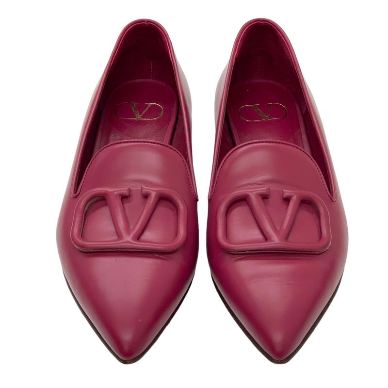 ヴァレンティノ VALENTINO パンプス 靴 シューズ レザー 赤紫 フラット