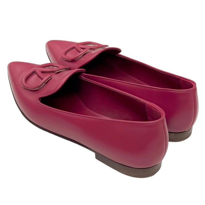 ヴァレンティノ VALENTINO パンプス 靴 シューズ レザー 赤紫 フラット