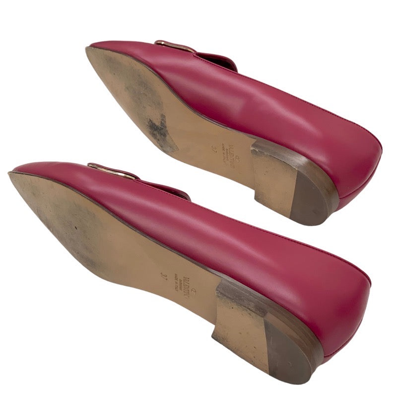 ヴァレンティノ VALENTINO パンプス 靴 シューズ レザー 赤紫 フラット