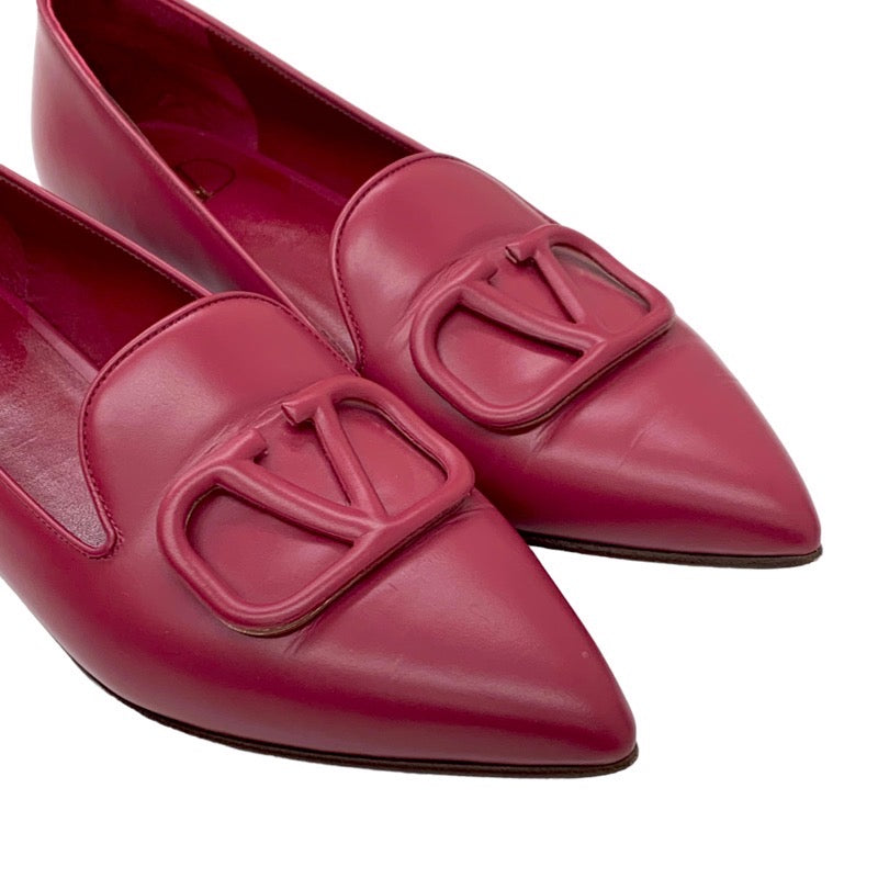 ヴァレンティノ VALENTINO パンプス 靴 シューズ レザー 赤紫 フラット