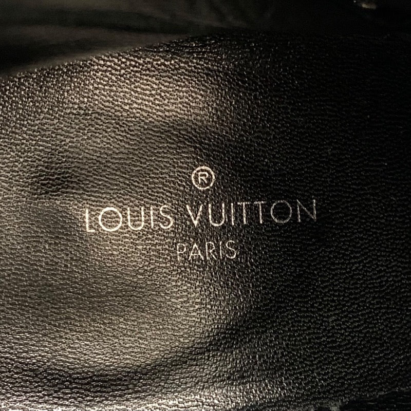 ルイヴィトン LOUIS VUITTON ブーツ ショートブーツ 靴 シューズ レザー ファブリック ブラック 黒 シルバー ベルト フリル アンクルブーツ