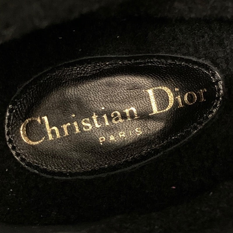 クリスチャンディオール CHRISTIAN DIOR ブーツ ショートブーツ 靴 シューズ ベロア ムートン ネイビー 未使用 ムートンブーツ オブリーク ロゴ