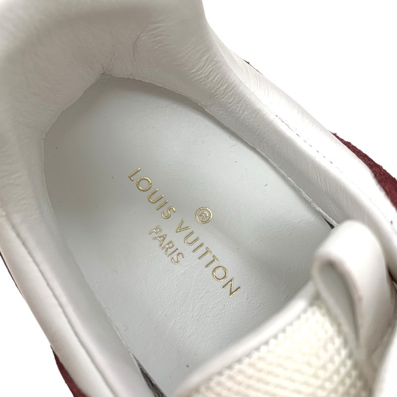 ルイヴィトン LOUIS VUITTON ランアウェイライン スニーカー 靴 シューズ スエード レザー ファブリック ボルドー ホワイト インヒール LVロゴ