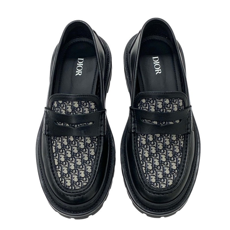 クリスチャンディオール CHRISTIAN DIOR DIOR EXPLORER ローファー 革靴 靴 シューズ レザー ブラック ベージュ オブリーク メンズ