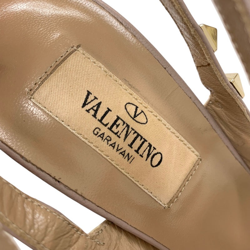 ヴァレンティノ VALENTINO パンプス 靴 シューズ パテント アイボリー ピンクベージュ ゴールド サンダル ロックスタッズ バックストラップ