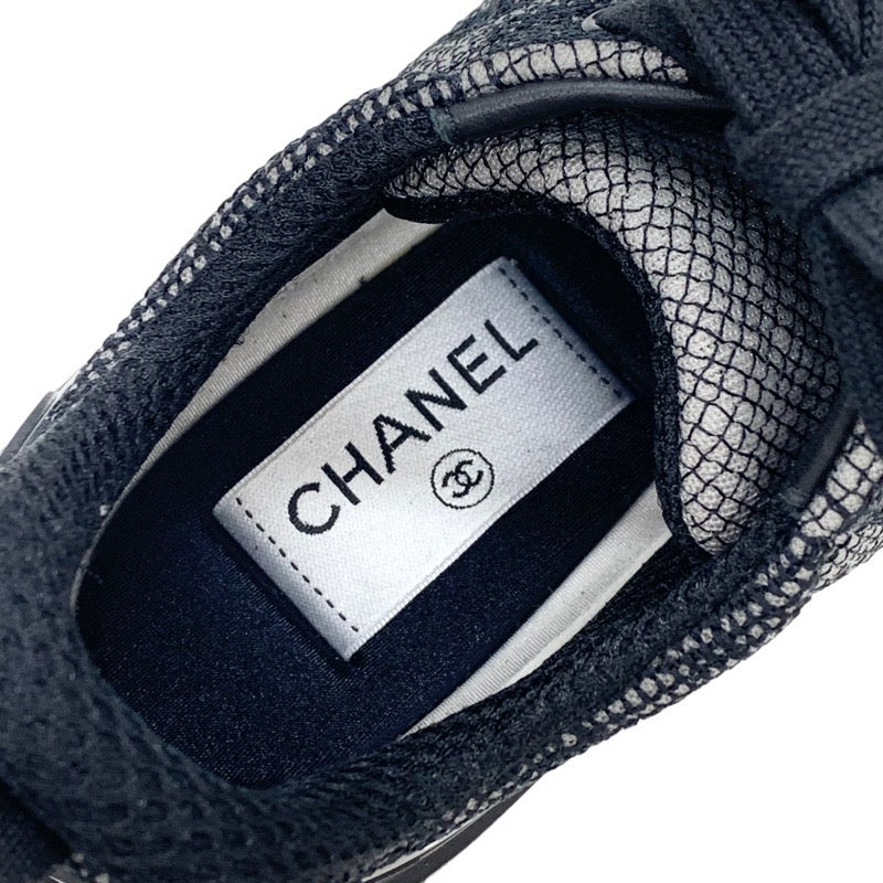 シャネル CHANEL スニーカー 靴 シューズ ファブリック ブラック グレー ココマーク ロゴ メッシュ