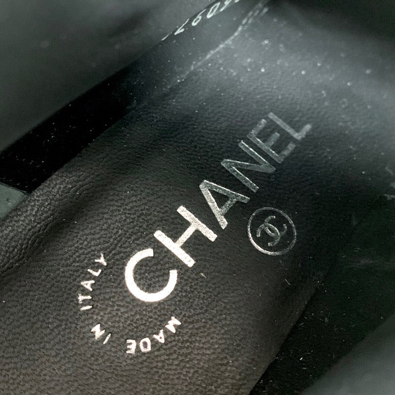 シャネル CHANEL ブーツ ショートブーツ 靴 シューズ チェック レースアップ ファブリック レザー ブラック