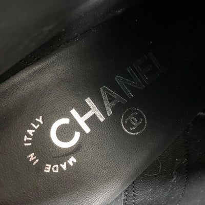 シャネル CHANEL ブーツ ショートブーツ 靴 シューズ ターンロック ココマーク ラメ レザー ブラック 黒