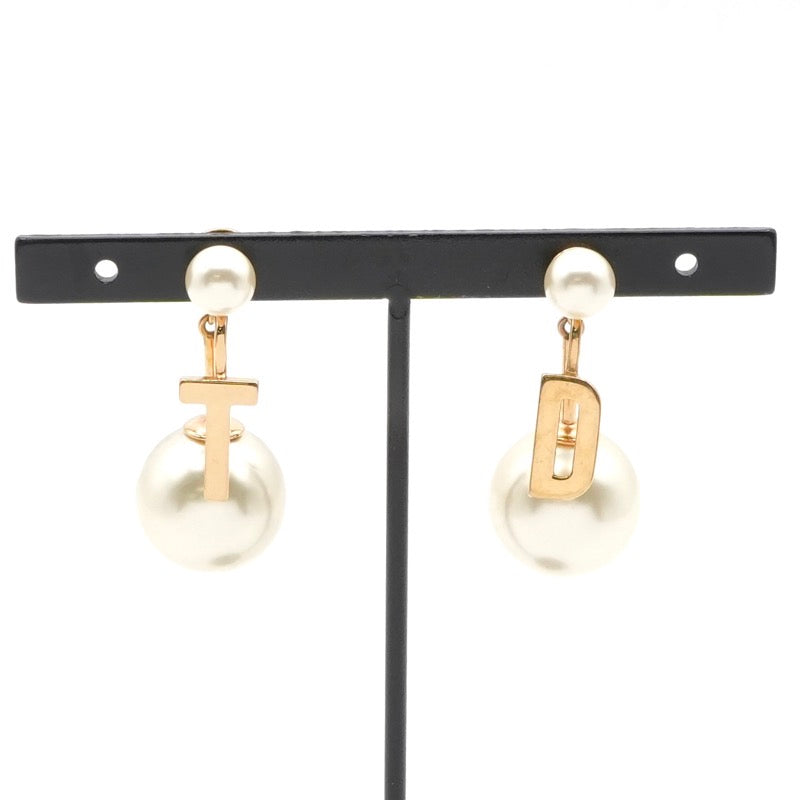クリスチャンディオール CHRISTIAN DIOR ピアス イヤリング ゴールド TD ロゴ パール