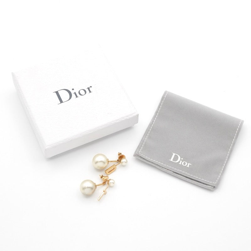 クリスチャンディオール CHRISTIAN DIOR ピアス イヤリング ゴールド TD ロゴ パール