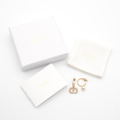 クリスチャンディオール CHRISTIAN DIOR PETIT CD ピアス イヤリング ゴールド ロゴ ラインストーン パール フープ