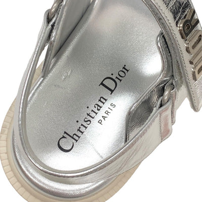 クリスチャンディオール CHRISTIAN DIOR DIORACT サンダル 靴 シューズ レザー シルバー スポーツサンダル フラットサンダル ロゴ