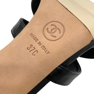 Chanel Sandals, Shoes, Leather, Black, Coco Mark, Rhinestone