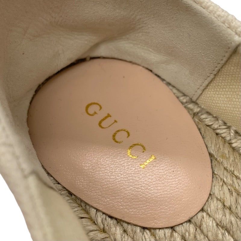 グッチ GUCCI スニーカー 靴 シューズ キャンバス アイボリー レッド ブルー 未使用 ロゴ エスパドリーユ プラットフォーム 厚底