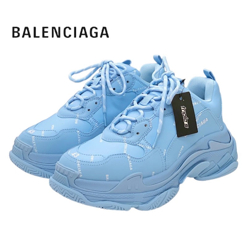 バレンシアガ BALENCIAGA トリプルS スニーカー 靴 シューズ レザー ライトブルー 未使用 ロゴ メンズ