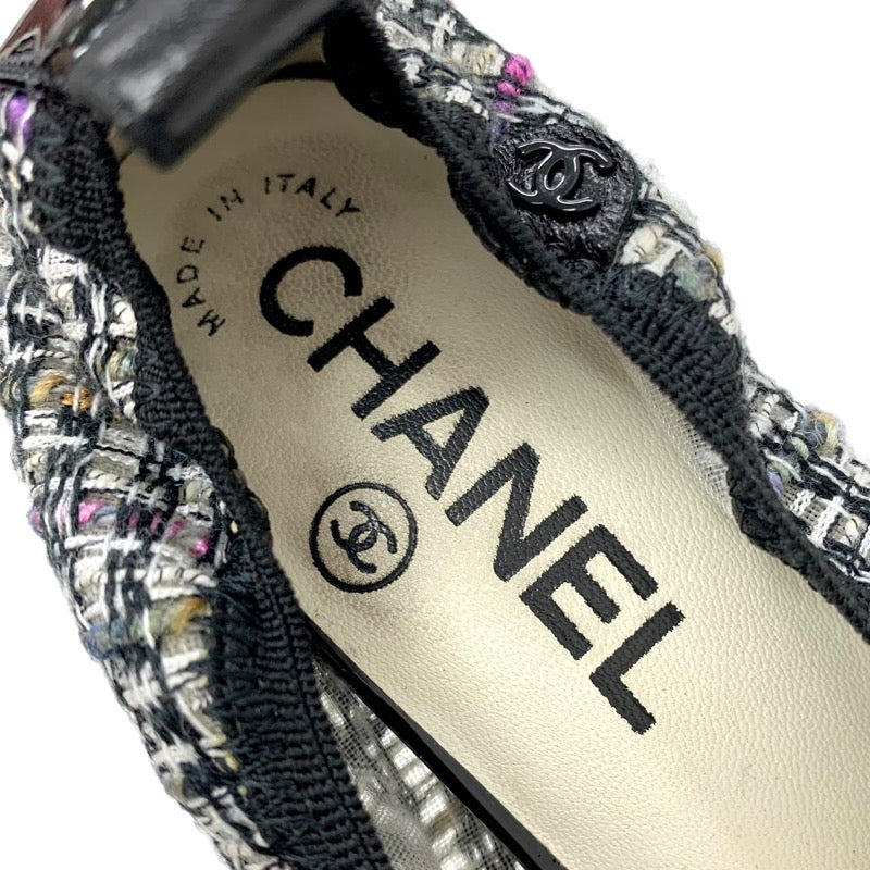 シャネル CHANEL パンプス 靴 シューズ ツイード パテント ブラック マルチカラー グリッター ココマーク