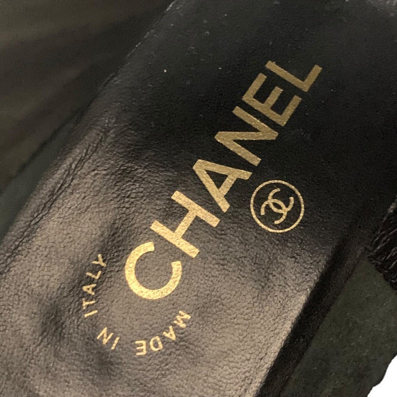 シャネル CHANEL ブーツ ショートブーツ 靴 シューズ ココマーク パール キルティング レザー ブラック 黒