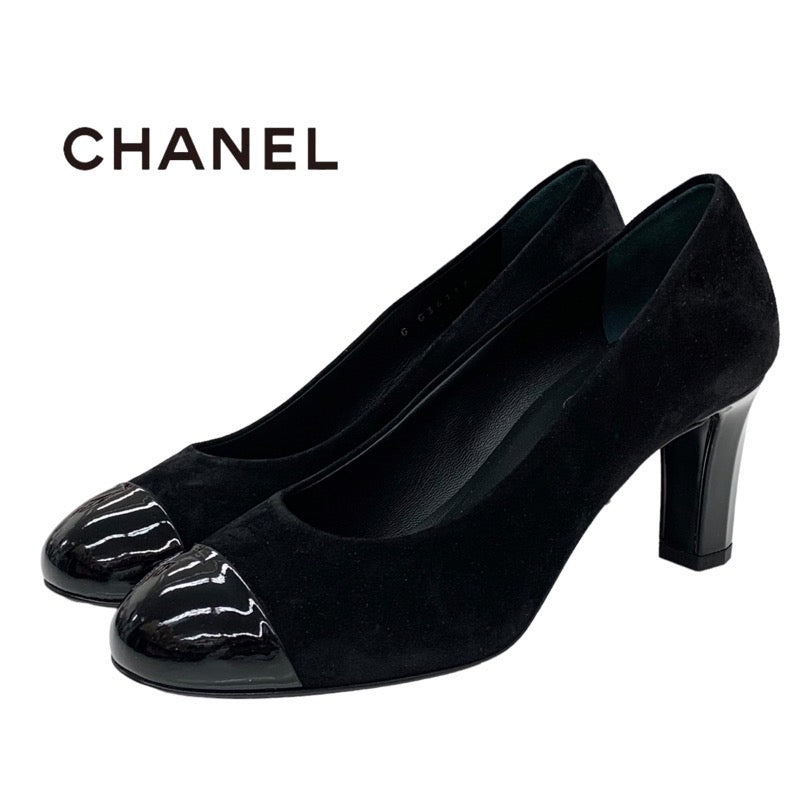 Chanel CHANEL Pumps Shoes Suede Patent Black Unused Coco Mark