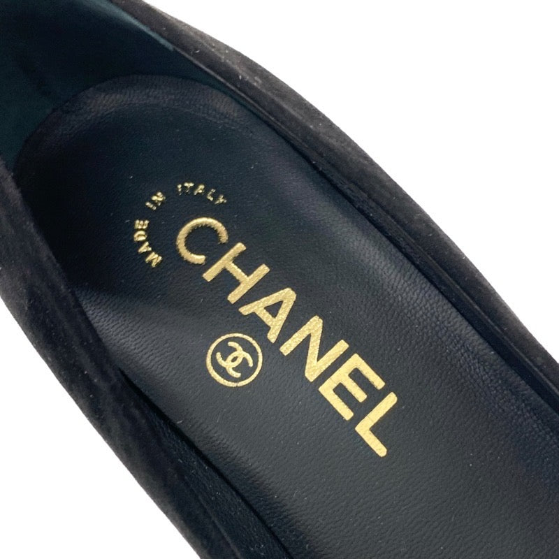 シャネル CHANEL パンプス 靴 シューズ スエード パテント ブラック 黒 未使用 ココマーク