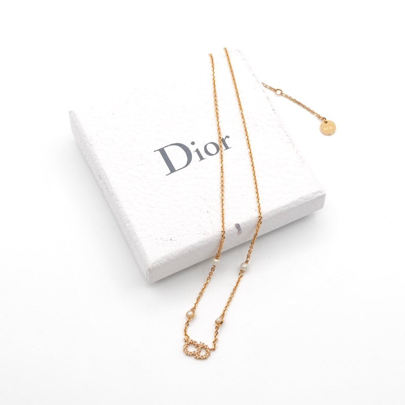 クリスチャンディオール CHRISTIAN DIOR ClairDLune ネックレス ペンダント チョーカー ゴールド CDロゴ